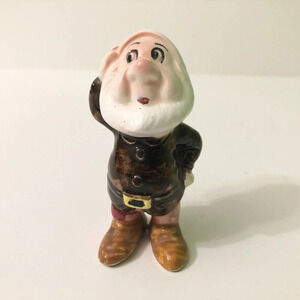 Vintage Disney  Snow White Sneezy Dwarf White Hat Figurine 3.5 Inch Tall Japan